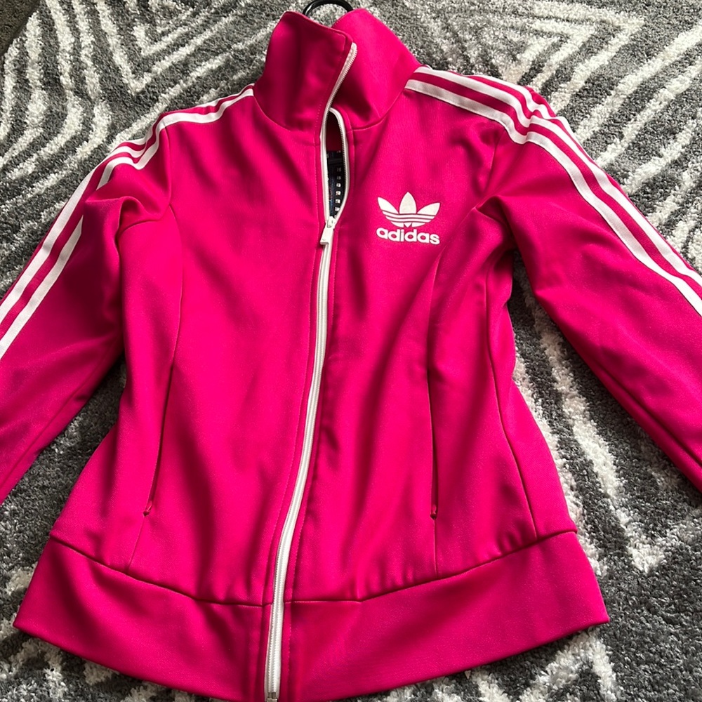 Pink Fitted Adidas Track Jacket
